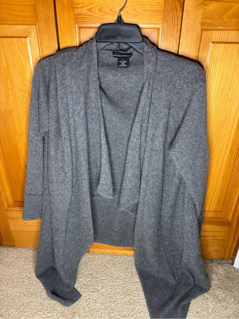 Sofia Cashmere Open-Front Gray Cashmere Cardigan